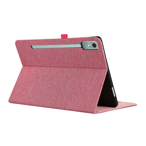 For Lenovo Tab P12 Horizontal Flip TPU + Fabric PU Leather Tablet Case(Rose Red)
