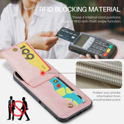 For iPhone 16 Plus Fierre Shann Crazy Horse Card Holder Back Cover PU Phone Case(Pink)