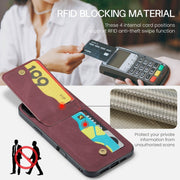 For iPhone 16 Plus Fierre Shann Crazy Horse Card Holder Back Cover PU Phone Case(Wine Red)