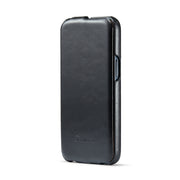 For iPhone 15 Fierre Shann Oil Wax Texture Vertical Flip PU Phone Case(Black)