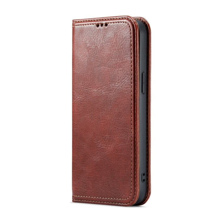 For iPhone 15 Pro Max Fierre Shann Vintage Bark Texture Wallet Leather Phone Case(Brown)