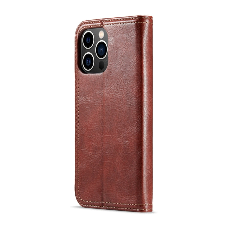 For iPhone 15 Pro Max Fierre Shann Vintage Bark Texture Wallet Leather Phone Case(Brown)
