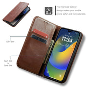 For iPhone 15 Pro Max Fierre Shann Vintage Bark Texture Wallet Leather Phone Case(Brown)