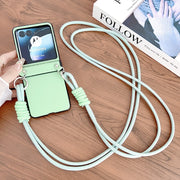 For Motorola Razr 40 Ultra Morandi Leather Texture Phone Case With Lanyard(Green)