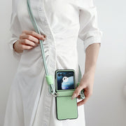 For Motorola Razr 40 Ultra Morandi Leather Texture Phone Case With Lanyard(Green)