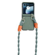 For Motorola Razr 40 Ultra Woven Texture Phone Case With Lanyard(Green) - Motorola Cases by PMC TechLife | Online Shopping South Africa | PMC TechLife | Buy Now Pay Later Mobicred