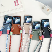 For Motorola Razr 40 Ultra Woven Texture Phone Case With Lanyard(Green)