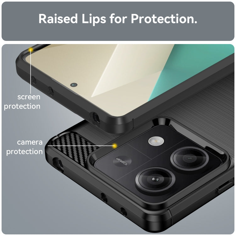 For Xiaomi Redmi Note 13 5G Brushed Texture Carbon Fiber TPU Phone Case(Black)