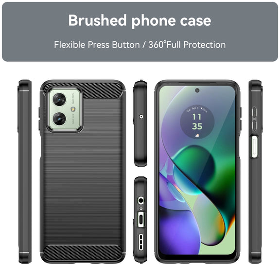 For Motorola Moto G54 Global Brushed Texture Carbon Fiber TPU Phone Case(Black)
