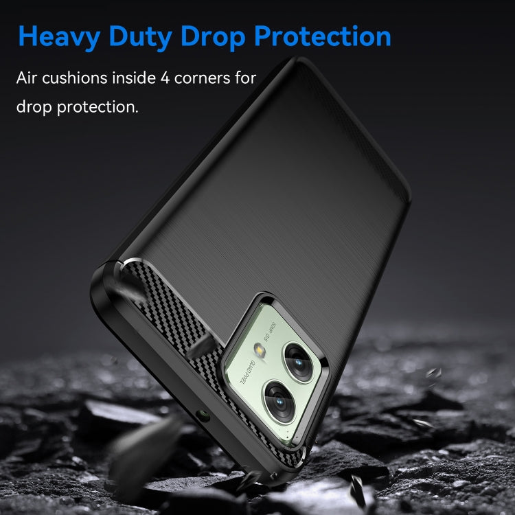For Motorola Moto G54 Global Brushed Texture Carbon Fiber TPU Phone Case(Black)