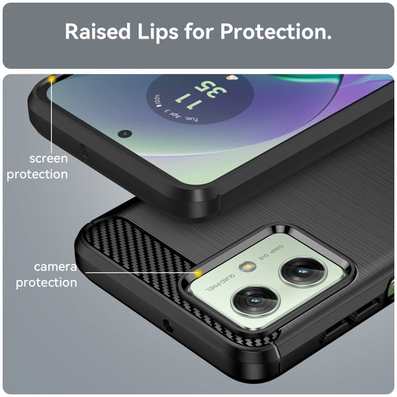 For Motorola Moto G54 Global Brushed Texture Carbon Fiber TPU Phone Case(Black)