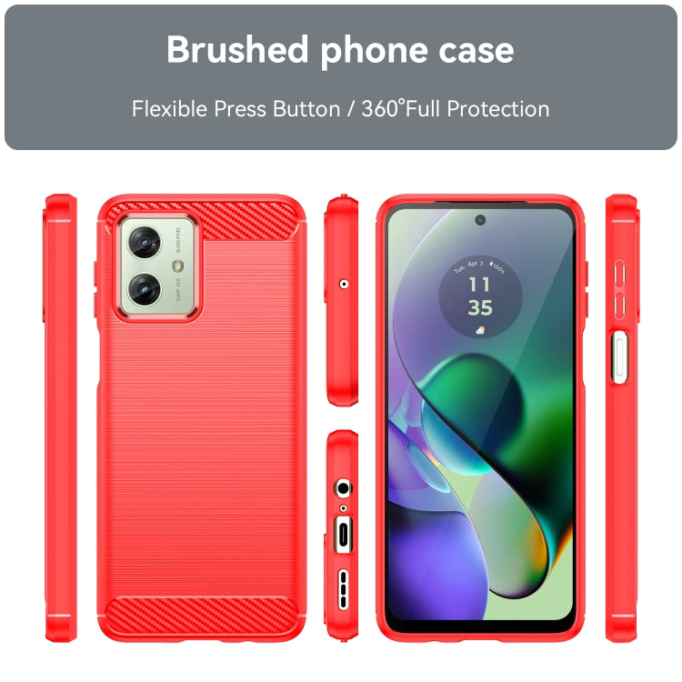 For Motorola Moto G54 Global Brushed Texture Carbon Fiber TPU Phone Case(Red)