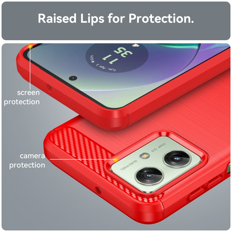 For Motorola Moto G54 Global Brushed Texture Carbon Fiber TPU Phone Case(Red)