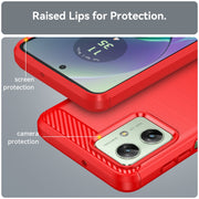 For Motorola Moto G54 Global Brushed Texture Carbon Fiber TPU Phone Case(Red)