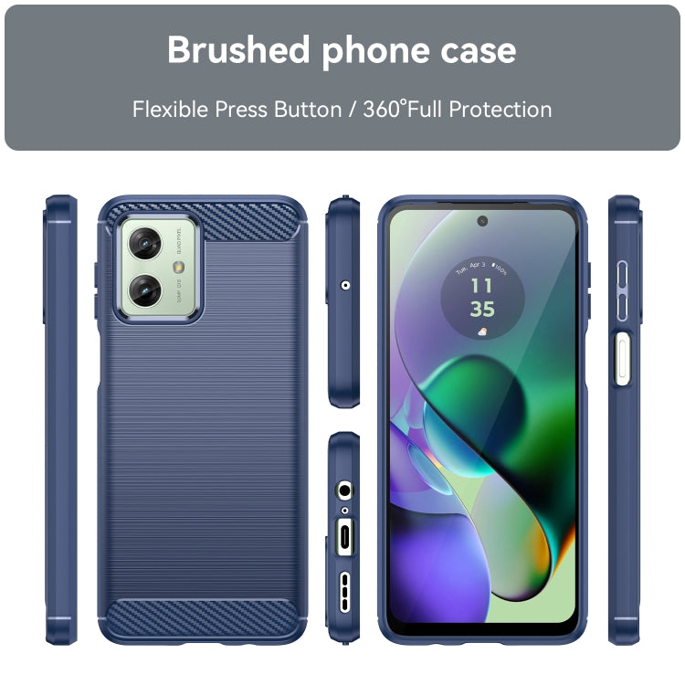 For Motorola Moto G54 Global Brushed Texture Carbon Fiber TPU Phone Case(Blue)