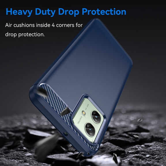For Motorola Moto G54 Global Brushed Texture Carbon Fiber TPU Phone Case(Blue)