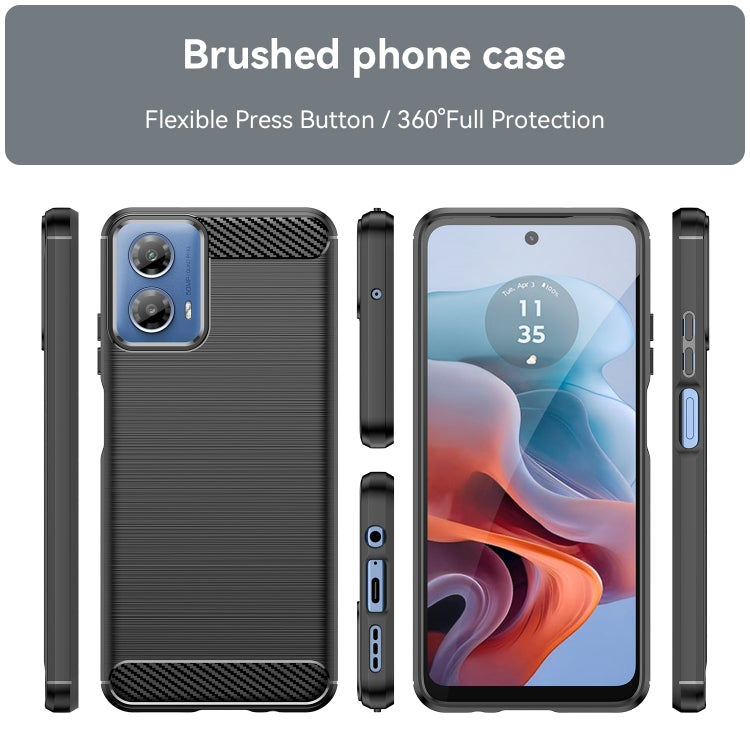 For Motorola Moto G34 Brushed Texture Carbon Fiber TPU Phone Case(Black)