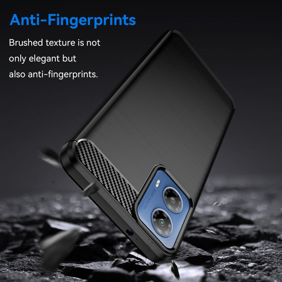For Motorola Moto G34 Brushed Texture Carbon Fiber TPU Phone Case(Black)
