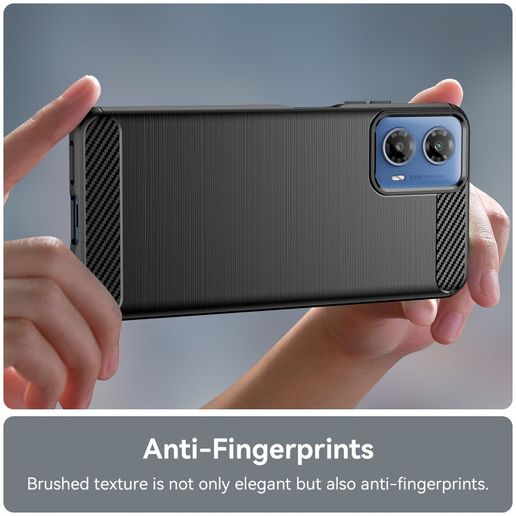 For Motorola Moto G34 Brushed Texture Carbon Fiber TPU Phone Case(Black)