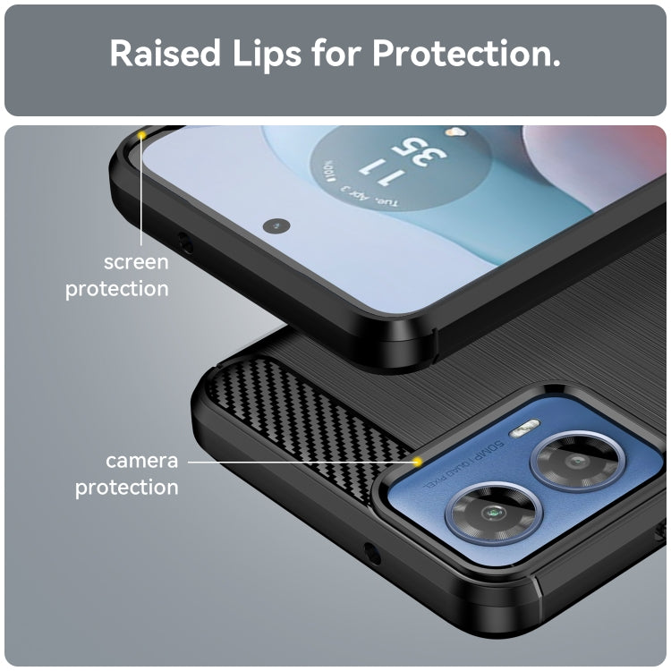 For Motorola Moto G34 Brushed Texture Carbon Fiber TPU Phone Case(Black)