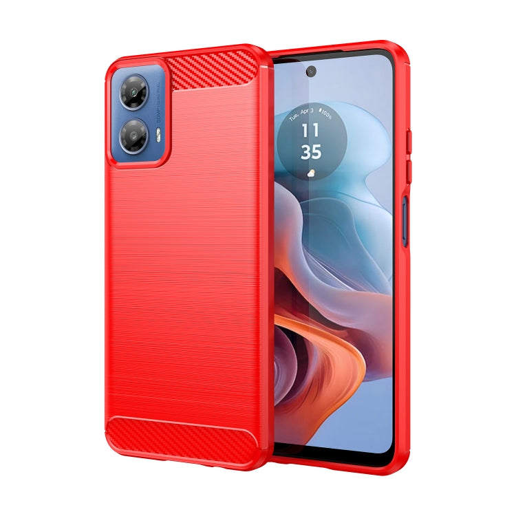 For Motorola Moto G34 Brushed Texture Carbon Fiber TPU Phone Case(Red)