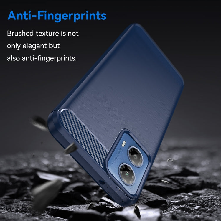 For Motorola Moto G34 Brushed Texture Carbon Fiber TPU Phone Case(Blue)