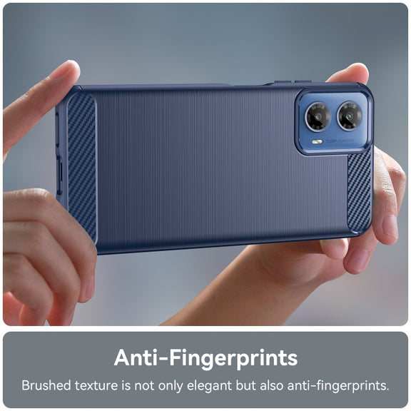 For Motorola Moto G34 Brushed Texture Carbon Fiber TPU Phone Case(Blue)