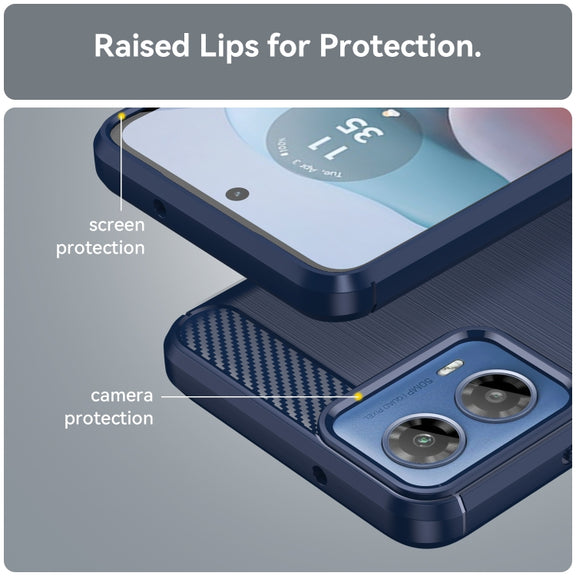For Motorola Moto G34 Brushed Texture Carbon Fiber TPU Phone Case(Blue)