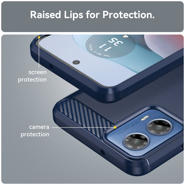 For Motorola Moto G34 Brushed Texture Carbon Fiber TPU Phone Case(Blue)