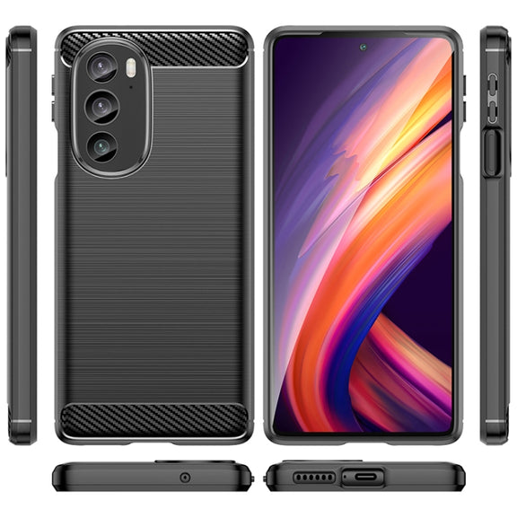 For Motorola Edge 30 Pro Brushed Texture Carbon Fiber TPU Phone Case(Black)