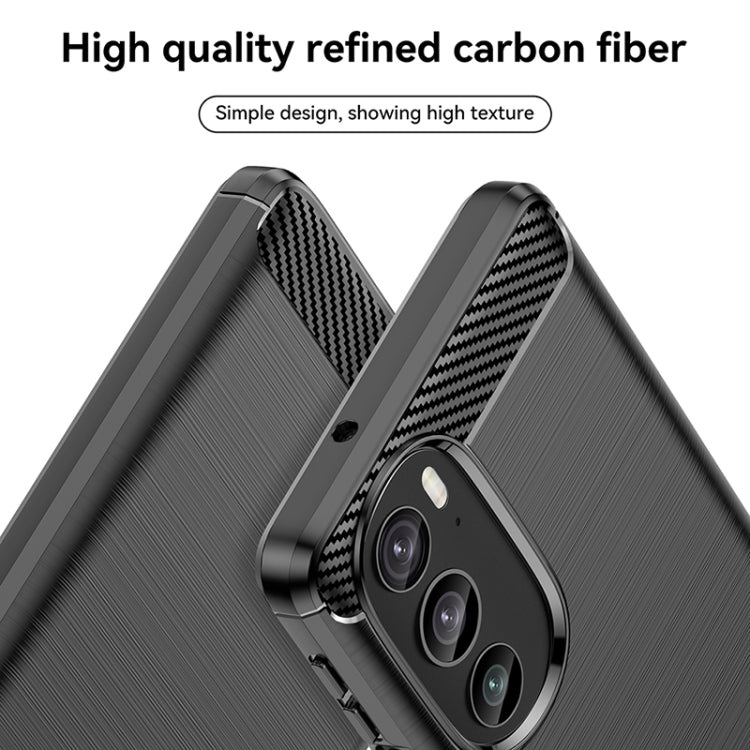 For Motorola Edge 30 Pro Brushed Texture Carbon Fiber TPU Phone Case(Black)