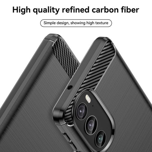 For Motorola Edge 30 Pro Brushed Texture Carbon Fiber TPU Phone Case(Black)