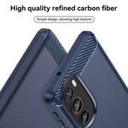 For Motorola Edge 30 Pro Brushed Texture Carbon Fiber TPU Phone Case(Blue)