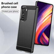 For Motorola Edge+ 2022 Brushed Texture Carbon Fiber TPU Phone Case(Black)