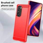For Motorola Edge+ 2022 Brushed Texture Carbon Fiber TPU Phone Case(Red)