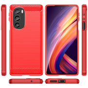 For Motorola Edge+ 2022 Brushed Texture Carbon Fiber TPU Phone Case(Red)