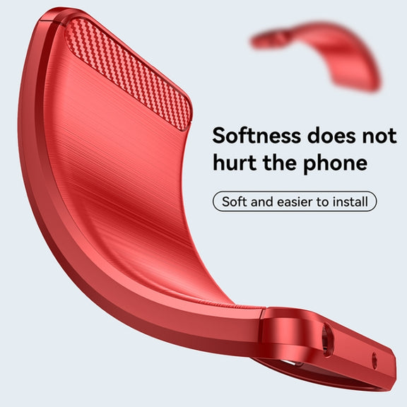For Motorola Edge+ 2022 Brushed Texture Carbon Fiber TPU Phone Case(Red)
