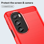 For Motorola Edge+ 2022 Brushed Texture Carbon Fiber TPU Phone Case(Red)