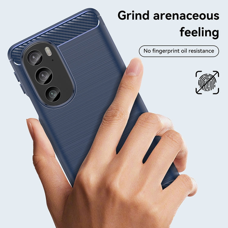 For Motorola Edge+ 2022 Brushed Texture Carbon Fiber TPU Phone Case(Blue)