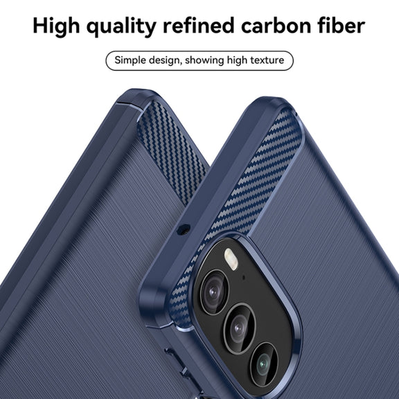 For Motorola Edge+ 2022 Brushed Texture Carbon Fiber TPU Phone Case(Blue)