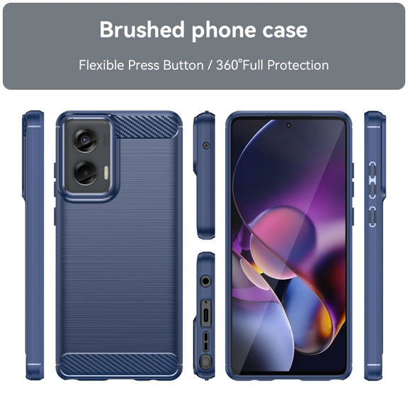 For Motorola Moto G Stylus 5G 2024 Brushed Texture Carbon Fiber TPU Phone Case(Blue)