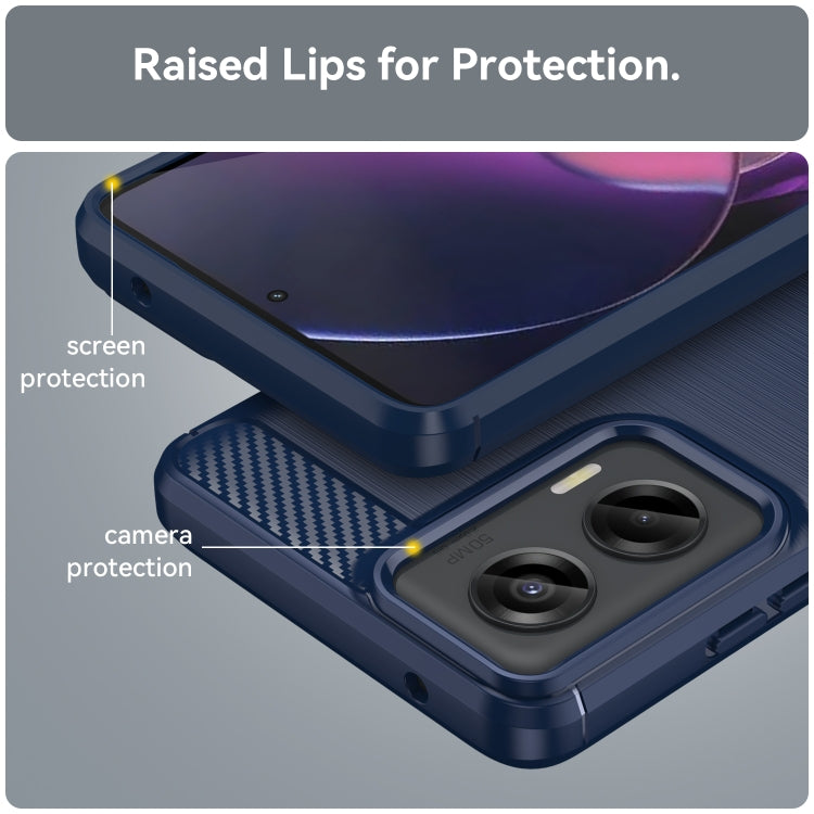 For Motorola Moto G Stylus 5G 2024 Brushed Texture Carbon Fiber TPU Phone Case(Blue)