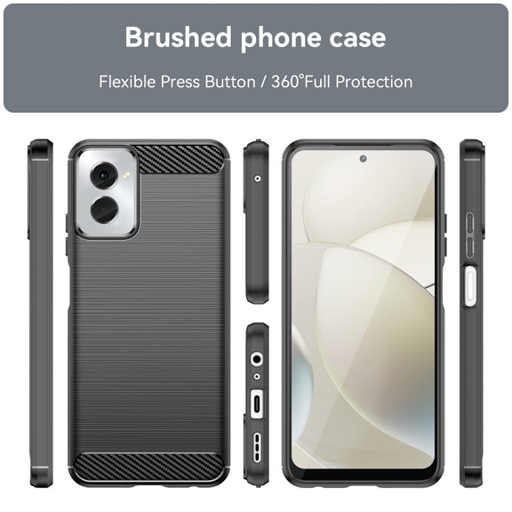 For Motorola Moto G Power 2024 Brushed Texture Carbon Fiber TPU Phone Case(Black)