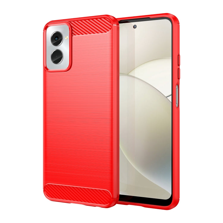 For Motorola Moto G Power 2024 Brushed Texture Carbon Fiber TPU Phone Case(Red)