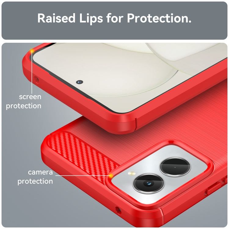 For Motorola Moto G Power 2024 Brushed Texture Carbon Fiber TPU Phone Case(Red)