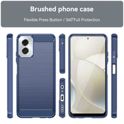 For Motorola Moto G Power 2024 Brushed Texture Carbon Fiber TPU Phone Case(Blue)