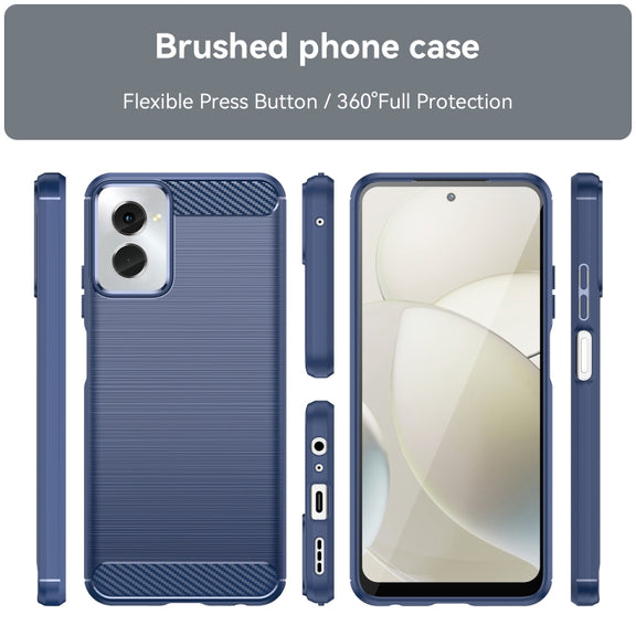 For Motorola Moto G Power 2024 Brushed Texture Carbon Fiber TPU Phone Case(Blue)