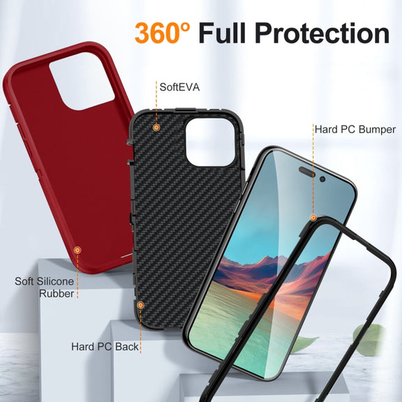 For iPhone 15 Pro Max Life Water-resistant Rugged Phone Case(Red + Black)