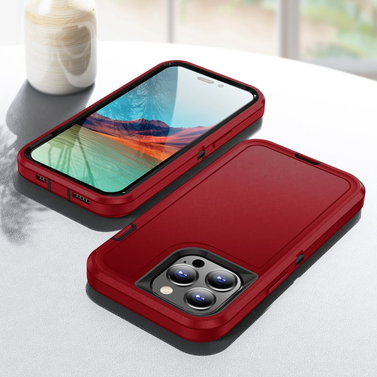 For iPhone 15 Pro Max Life Water-resistant Rugged Phone Case(Red + Black)