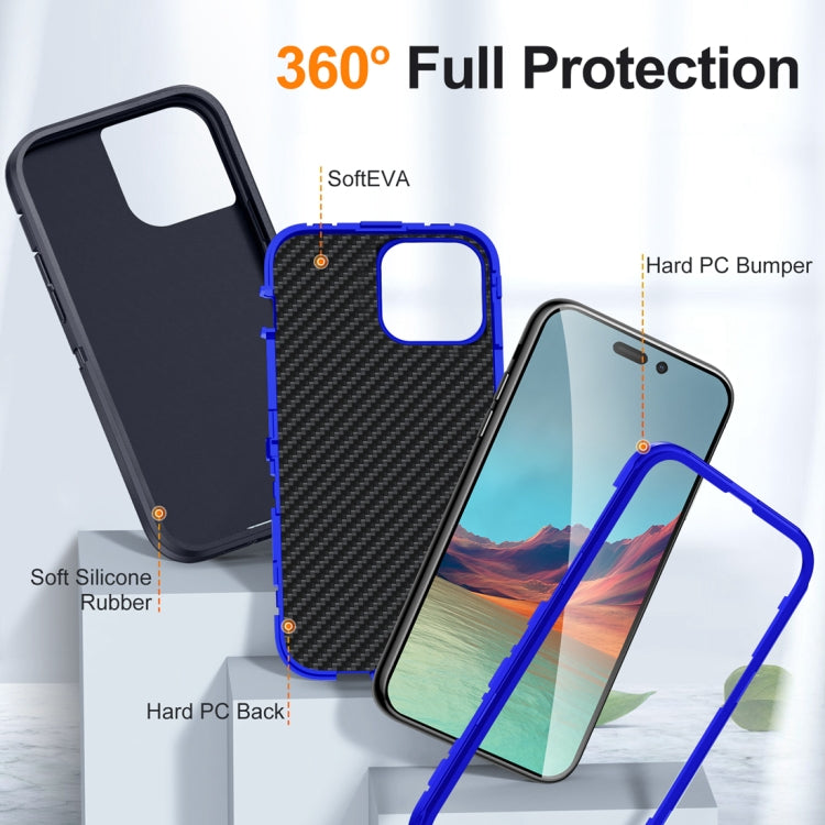 For iPhone 15 Pro Max Life Water-resistant Rugged Phone Case(Dark Blue + Royal Blue)